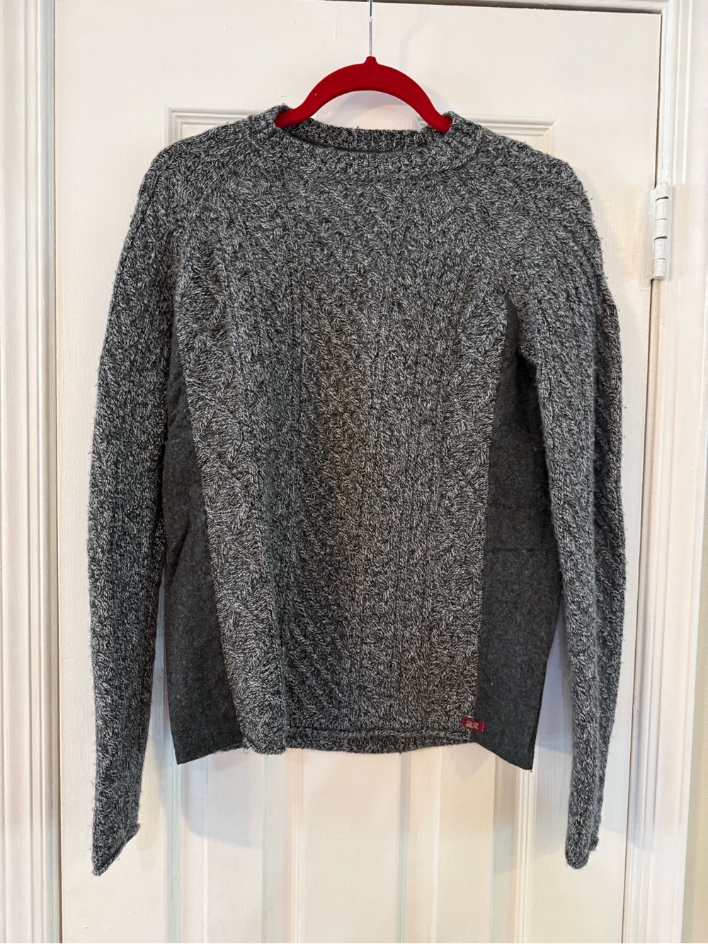 Banana Republic Gray Cable-Knit Crewneck Sweater Merino Wool Blend